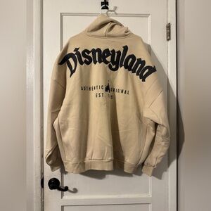 Disneyland Logo Spirit Jersey Zip-Up Hoodie in Beige XXL